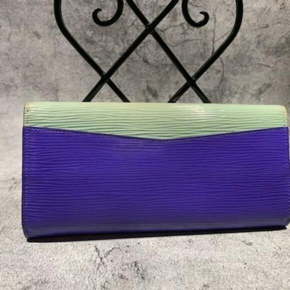🔷️Louis Vuitton Wallet Electric Epi Flore Tricolor Amande Authentic - Picture 8 of 13